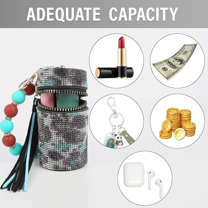 Lipstick Keychain, Leather Diamond Lip Gloss Holder, Stylish Gloss