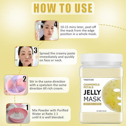 Jelly Mask for Facials Professional, Chamomile Jelly Mask Powder, Morsturize & Repair Soothes Face Skin Care for Vajacial Peel Off Mask, Esthetician Supplies, Natural Ingredients Unscent