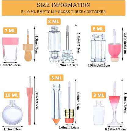 30 Pcs Cute Empty Lip Gloss Tubes, 6 Gloss