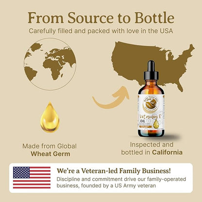 Bella Terra Oils - Organic Vitamin E Oil 16oz - Embrace the Purity of D-Alpha Tocopherol, The Strongest Form of Organic Vitamin E, Perfect Harmony with Skin's Natural Essence