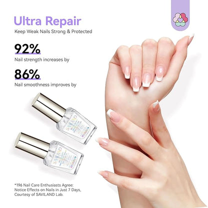 SAVILAND 3-in-1 Nail Strengthener Kit: Ultra Repair Nail Growth and Strengthener with Vitamin E Castor Oil Nail Strengthener for Damaged Nails Care Kit for Repairing Nourishing Weak Brittle Nail Home