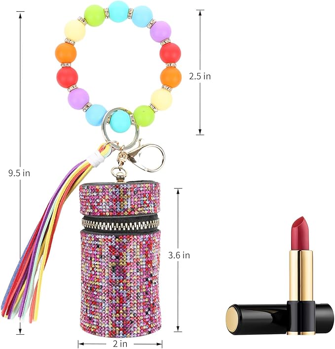 Lipstick Keychain, Leather Diamond Lip Gloss Holder, Stylish Gloss