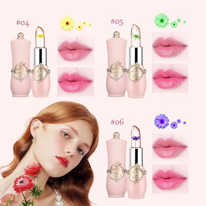 Pack of 3 Crystal Flower Lipstick Color Changing Lipstick Magic Lipstick Jelly Clear Lipstick,Long Lasting Nutritious Moisturizer Temperature Lip Stain Lip Gloss