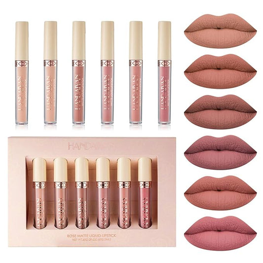 BONNIE CHOICE 6Pcs Nude Matte Liquid Lipstick Set, Long