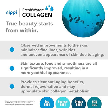 Marine Collagen Peptides Powder Supplement for Skin, Hair & Nails – Enhances Skin Elasticity & Hydration – Hydrolyzed Collagen – 5000mg per Serving – Non-GMO – Unflavored (30 Sticks Pack)