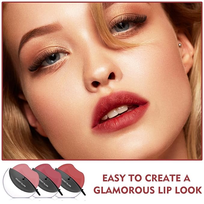 NVLEPTAP 3 Colors Matte Lipstick Set Lazy Lipstick Long
