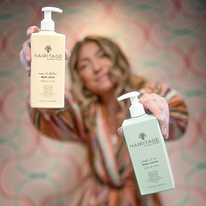 Hairitage Soak It In Mint & Yuzu Scented Body Lotion - Niacinamide, Jojoba Oil, & Avocado Oil for All Skin Types - Peppermint Oil & Eucalyptus Oil, 14 fl oz