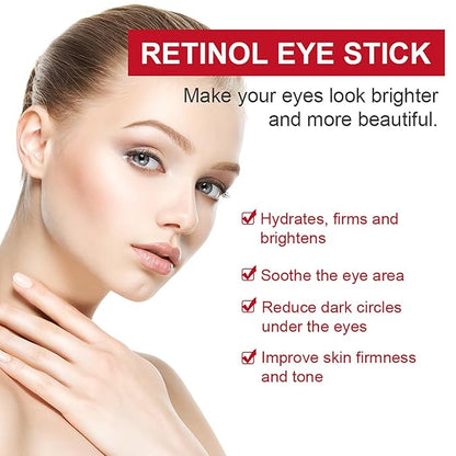 Retinol Eye Stick with Collagen,Hyaluronic Acid for Dark Circle, Wrinkles,Eye Balm Moisturizes Anti Aging,Visible Results in 3-4 Weeks, Retinol Eye Cream For Puffiness and Bags Reduces Fine Lines