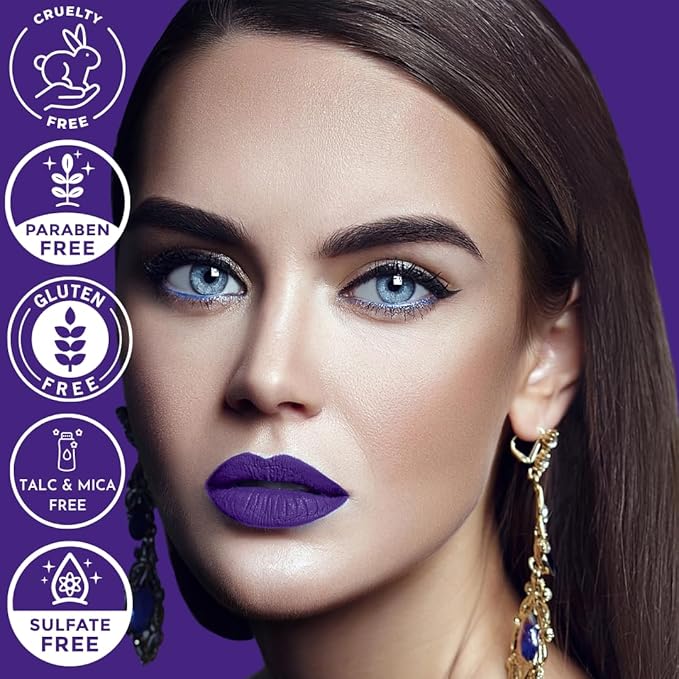 Mynena Long-Lasting Matte Liquid Lipstick | Intense Color, Smudge-Proof & Waterproof | Comfortable, Hydrating Shea Butter | Vegan & Cruelty-Free | Violet