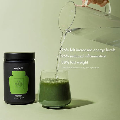WelleCo The Super Elixir Daily Greens Powder, Probiotic Drink Mix with Whole Foods, Gluten Free, Vegan Gut Health Powder, Energy, Immunity, Healthy Skin, Hair & Nails (300g, Pineapple & Lime Jar)