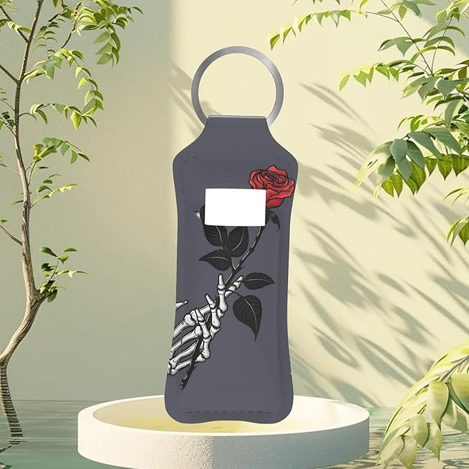 Handheld Rose Design Chapstick Holder Keychain, Portable Lip Design