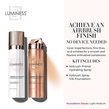 LUMINESS Silk Airbrush Spray Foundation & Primer Kit Light Medium)