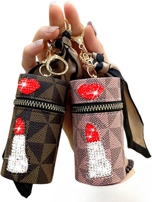 2Pcs Lipstick Organizer, Luxury Leather Lip Gloss Bag, Organizer,