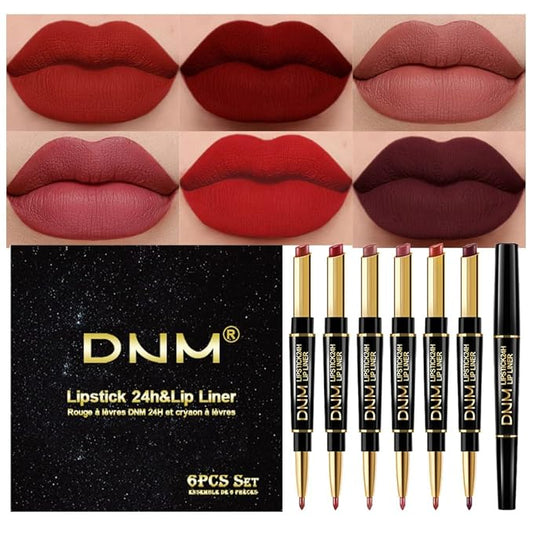 evpct 6Pcs Red Lip Liner and Lipstick Lip