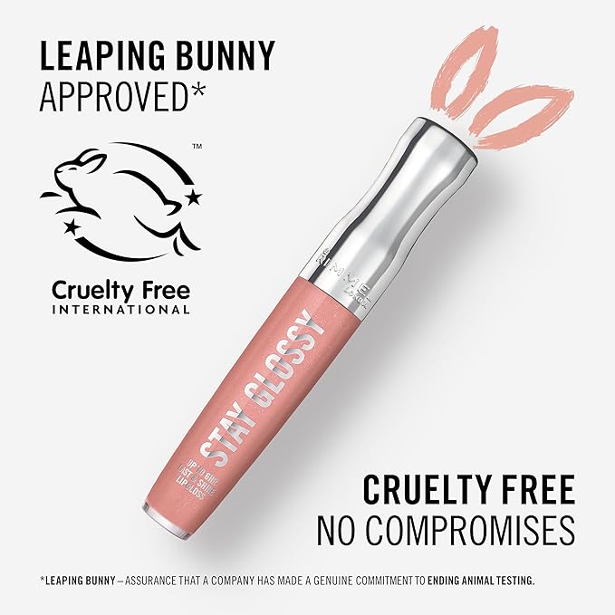 Rimmel London Stay Glossy, 450 Pink About It, Lip Gloss, Non-Sticky, Cruelty-Free, Color and Shine, Up To 6-Hour Wear, Precise Applicator, 0.18oz