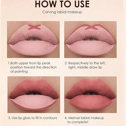 12Pcs Matte Lip Liner Set,Nude Matte Lip Liner Longwear