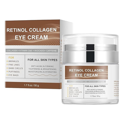 Eye Cream with Retinol Collagen for Wrinkles, Avocado for Hydrating, Caffeine and Vitamin C for Dark Circles and Puffiness, Moisturizer for Women, Nourishing Repair Anti Aging Cream