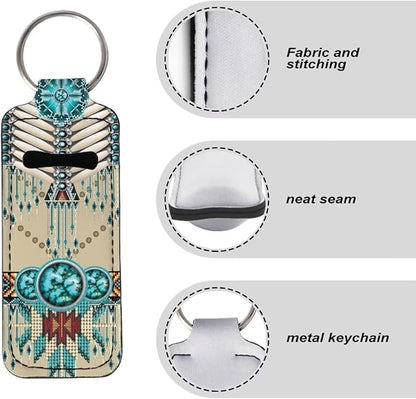 Bulopur American Indian Ethnic Chapstick Holder Keychain, Neoprene gloss
