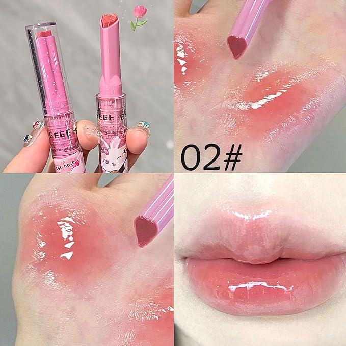 3 Colors Jelly Lipstick Gift Set, Tinted Heart Shape Lip Stain Lip Gloss, Mirror Hydrating Jelly Love Lipstick, Moisturizing Tinted Lip Balm, Vivid Color Glossy Lip Makeup for Girls (A)