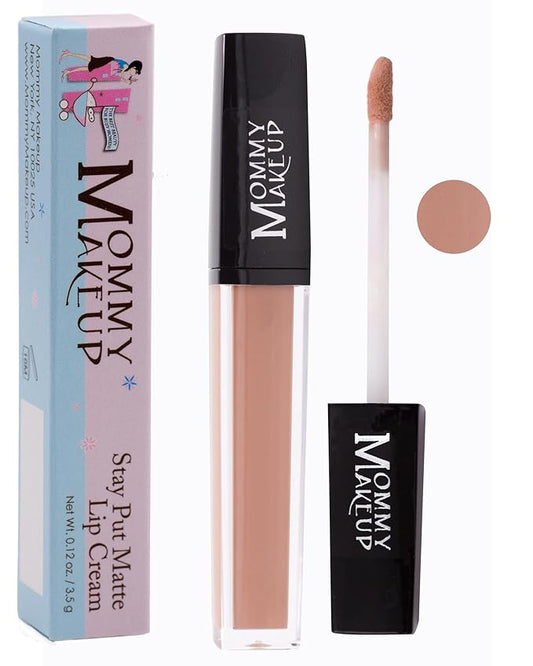 Mommy Makeup Stay Put Matte Lip Cream | Kiss Proof Lipstick in Ginger (A Rosy Nude) Transfer Proof, Smudge Proof, Waterproof, Non Drying, Long Wear Lipstick