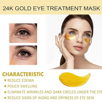 Q.Z.Art 60 Pcs 24K Gold Under Eye Patches, Anti-Aging Eye Mask Infused with Collagen and Hyaluronic Acid - Reduce Dark Circles, Puffiness, and Wrinkles
