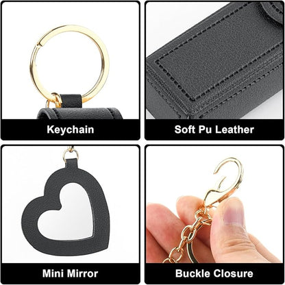 Lipstick Organizer Keychain Chapstick Case with Mirror Organizer