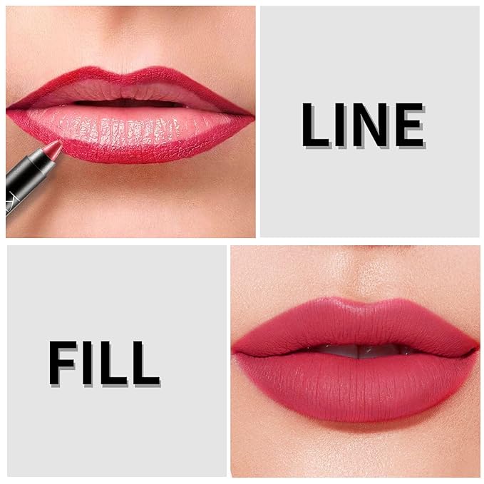 Boobeen Matte Lipstick Pencil Lip Crayon Stick Matte Velvet Lipgloss Creamy Lip Liner Full Coverage High Pigment Waterproof Non-Fade Lipstick for Women, Matte Lip Stain with Smooth Makeup