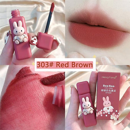 4pcs Bunny Rabbit Flavor Lip Gloss Set for Lips & Cheeks, 4 Colors Matte Velvet Mousse Liquid Lipstick, Soft Lightweight Smooth Lip Mud, Long Lasting Waterproof Lip Makeup Kit
