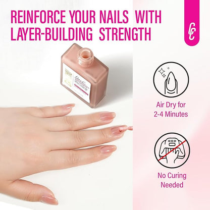 Nail Strengthener for Women: Coral Pink Natural Nail Hardener Extra Strong and Growth - Nail Polish Hardener for Weak and Damaged Nails 15ml