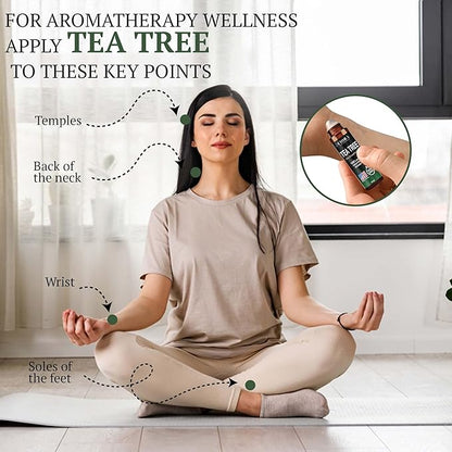 Fiora Naturals Tea Tree Oil Roll On - 100% Natural Tea Tree Essential Oil for Skin, Face, Acne, Nails, Cuticles, Scalp & Aromatherapy Wellness