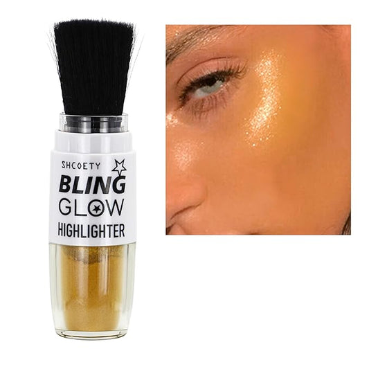 Glitter Powder Highlighter Makeup, Fairy Highlight Shimmer Body Kit(06# Gold)