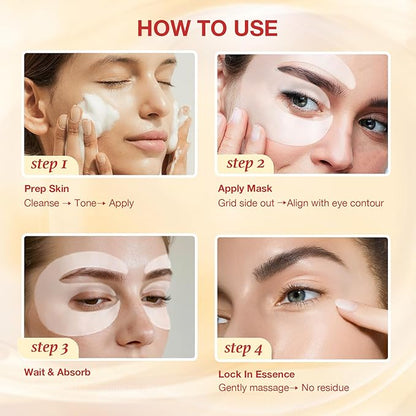 Under Eye Patches 360° Coverage, Eye Mask with Collagen Peptide, Retinol & Niacinamide, Eye Patches for Puffy Eyes and Dark Circles, Wrinkle Remover for Women, Individually Packaged 4 Pack