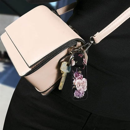 Neoprene Chapstick Holder Keychain Elegant Rose