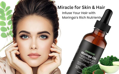 Moringa Miracle Oil - 100% Pure & Cold-Pressed - Deeply Hydrating Oil for Hair & Skin with Natural Nutrient-Rich Hair Butter for Strength & Shine - 2.02oz (60ml)