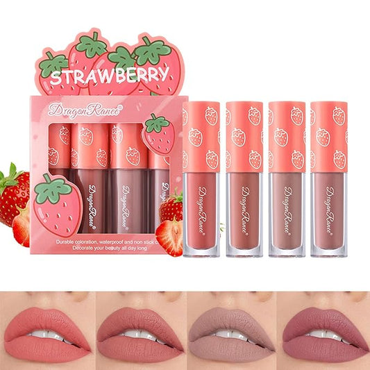 AWCCXMYM 4Pcs Nude Lipstick Set Lip Stain Lip Gloss