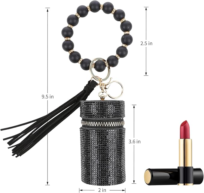 Lipstick Keychain, Leather Diamond Lip Gloss Holder, Stylish Gloss