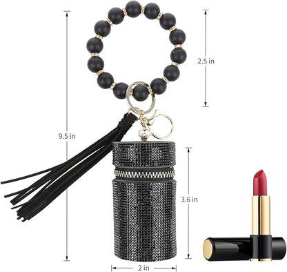 Lipstick Keychain, Leather Diamond Lip Gloss Holder, Stylish Gloss