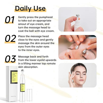 Snail Peptide Eye Cream For Moisturizing, 2 Pcs Snail Mucin Eye Cream With Niacinamide, Hyaluronic Acid For Dark Circles, Puffiness and Fine Lines, 34 ML.
