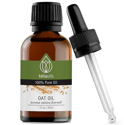 Teliaoils Oat Oil – Avena Sativa Kernel Oil – 100% Pure, Non-GMO, Vegan, Cold-Pressed, Soothing and Hydrating for Natural Skin and Hair Care 1 fl oz