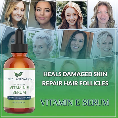 Large 4 oz Organic Vitamin E Oil 100% Pure Cold Pressed for Skin Face Hair Nail Growth, Dry Skin, Body Moisturizer Anti-Aging Skin Moisturizer compare with Vitamin E Cream Scar Minimizer Cream