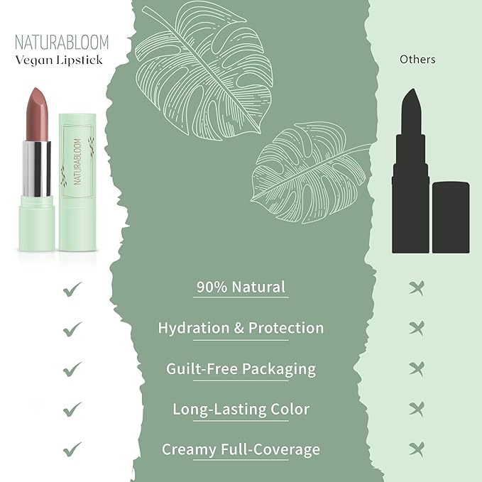 Vegan Lipstick (Petalia) - Sensational One-Stroke Long Lasting Lipstick from Natural Oils & Butters Full-Coverage Lip Color with Shea Butter & Coconut Extact - Premium Hydrating Lipsticks
