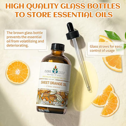 EVOKE OCCU Orange Essential Oil for Clean Diffuser Hair Spray, DIY Candle and Soap - 4 Fl Oz