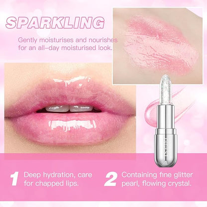 Glitter Jelly Lipstick, Glimmer Balm Color Changing Lipstick, Glitter