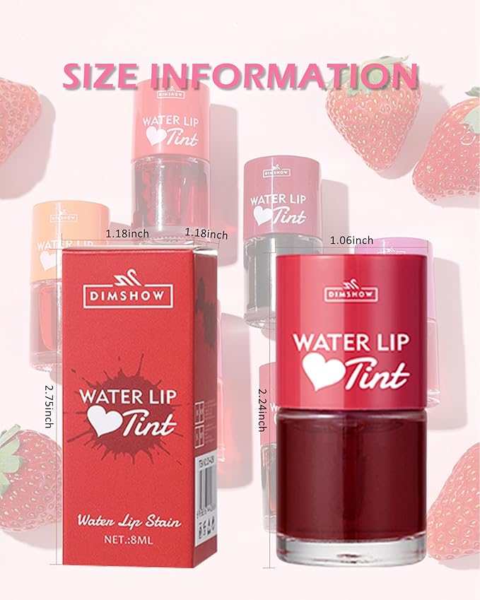 2 Colors Lip Tint Stain Set, Watery Tint Lip Gloss Long Lasting Waterproof Non-Stick Cup, Korean Lip Tint Glossy Lip Stain Mini Liquid Lipstick, Matte Velvet Tinta Para Labios Multi-use Lip Cheek Tint