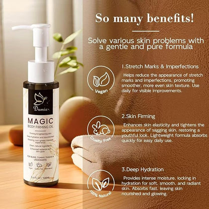 Magic Body Firming Oil, 3.38 FL OZ, Korean Skin Care Post-Shower Body Oil for Women – Natural, with Jojoba Oil to Tighten, Hydrate & Nourish Dry Skin, Lightweight & Non-Greasy for Full Body Use