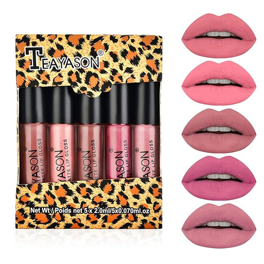 NVLEPTAP 5PCS Nude Matte Lipstick Liquid Lipstick Set Gloss