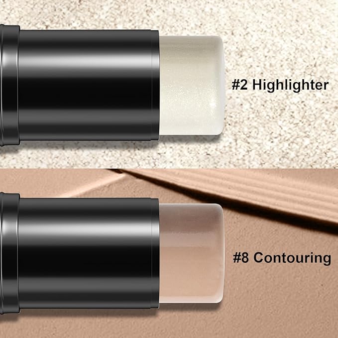 2Pcs Cream Contour Stick Makeup Kit, Cream Highlighter