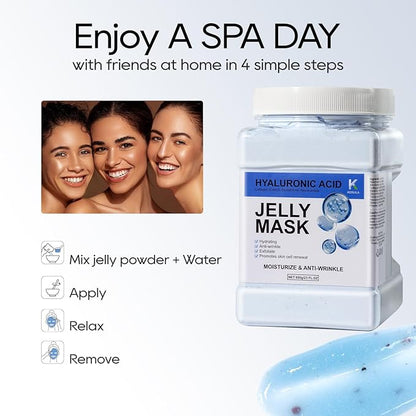 Hyaluronic Jelly Masks For Facials Professional, Hyaluronic Acid Masks Powder For Facial Mask, Hydrojelly Jelly Gel Face Mask For Peel Off, Hydrating Mask for Face Skin Care Of Home Spa, Blue