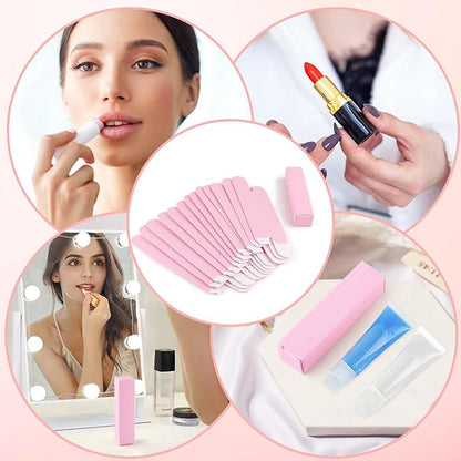 100 Pack 0.78 * 0.78 * 3.34 inch Kraft Paper Lipstick Box Rectangle Lip Balm Kraft Boxes Essence Oil Bottle Packaging Organzier for Makeup Sample Tube Storage DIY Gifts - Pink