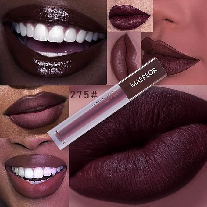 MAEPEOR Matte Liquid Lipstick Set 5 Colors High-pigmented Smooth Creamy Lipstick Long-lasting Non-Stick Cup Not Fade Lip Combo Set for All Skin